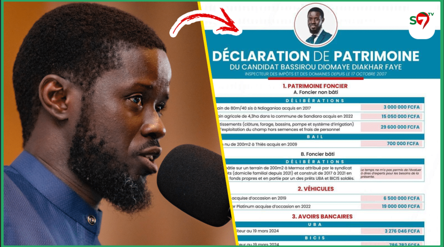 (Photo) Découvrez la déclaration de patrimoine de Bassirou Diomaye Faye